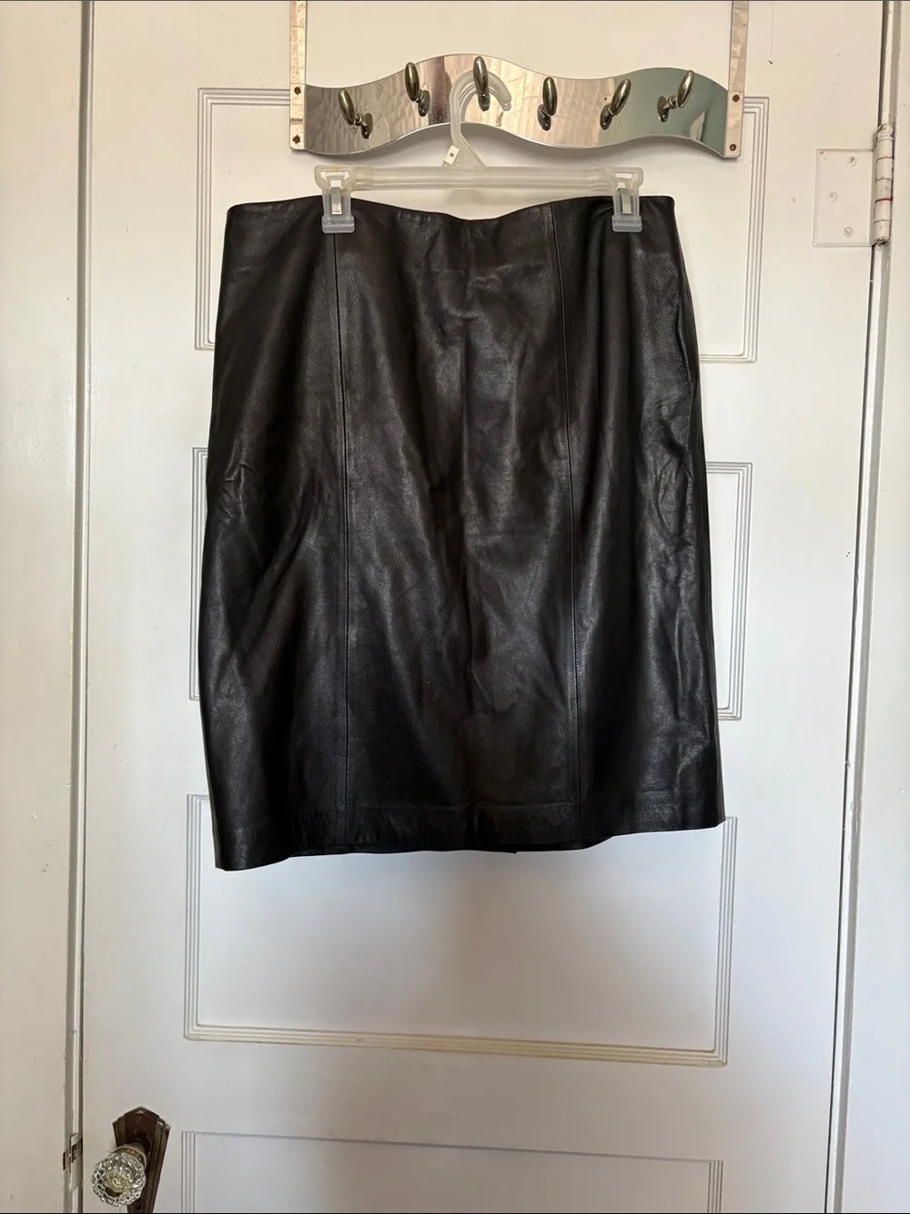 Talbots Classic Black Leather Pencil Skirt Size 12